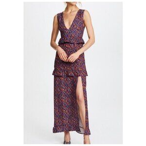 Nightwalker "Elsa" Maxi Dress Floral Gown Korali Print Cottagecore Womens Sz XS
